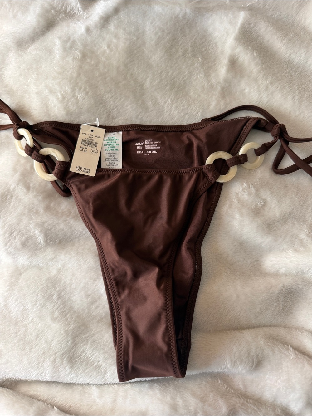 aerie Chocolate Brown Ring-Side Bikini Bottom